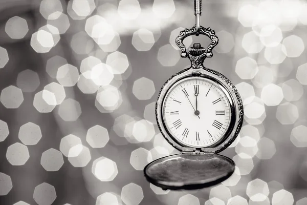 New year clock on abstract background — Stock Photo, Image