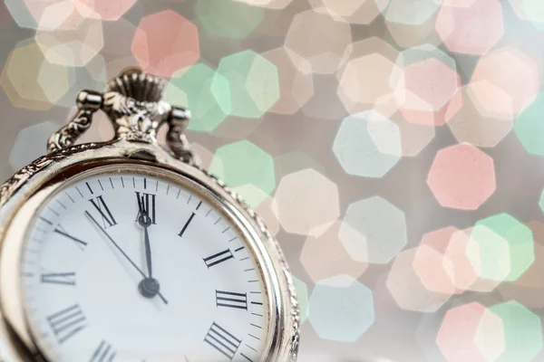 New year clock on abstract background — Stock Photo, Image