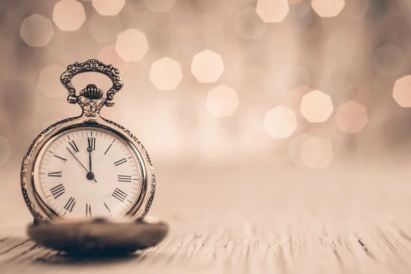 New year clock on abstract background — Stock Photo, Image