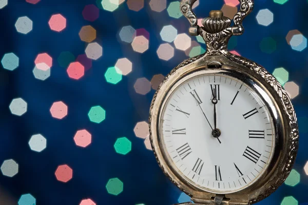 New year clock on abstract background — Stock Photo, Image