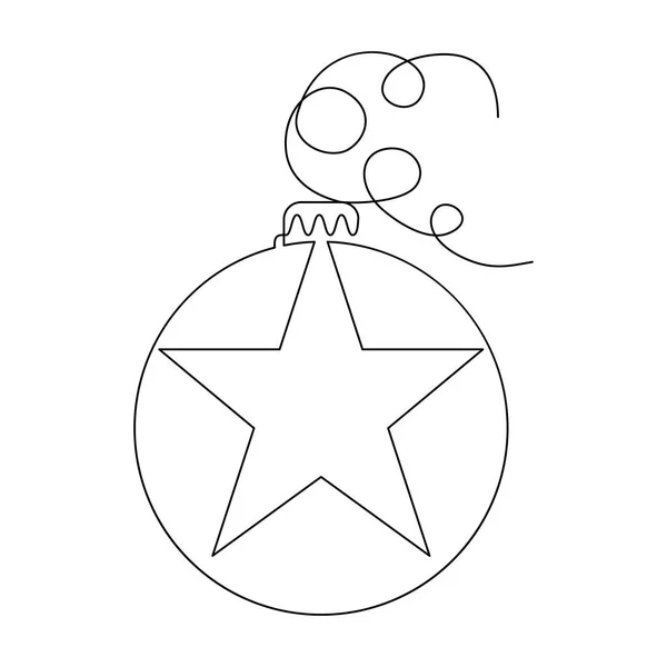 Bola Decoración Navidad Con Patrón Estrella Línea Continua Ilustración Vectorial — Archivo Imágenes Vectoriales