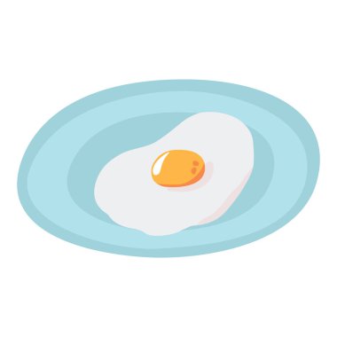 Yağda yumurta. Beyaz arkaplanda izole edilmiş vektör illüstrasyonu.