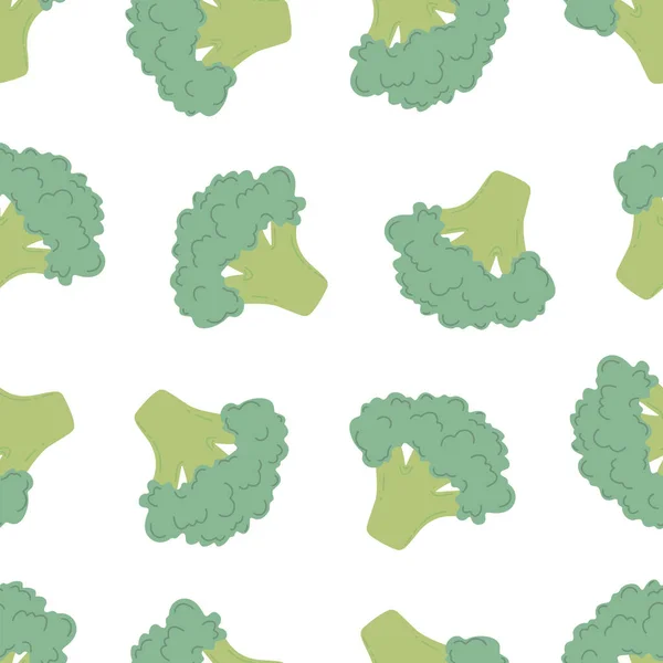 Seamless Pattern Broccoli Vector Illustration White Background — Stock Vector