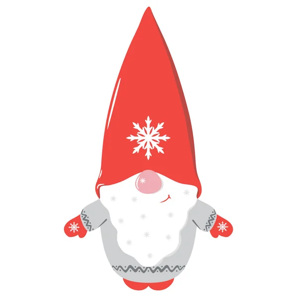 Boże Narodzenie Cute Gnome Kreskówki Ilustracja Wektora Izolowany Białym Tle — Wektor stockowy