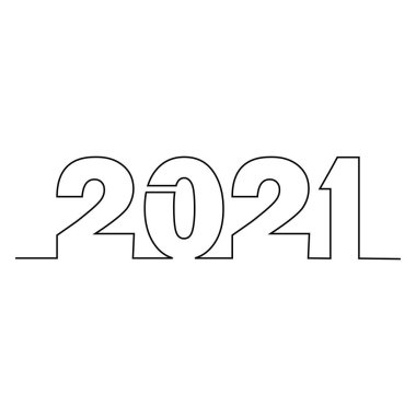 2021, kesintisiz hat. Beyaz arkaplanda izole edilmiş vektör illüstrasyonu.