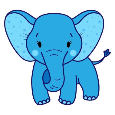 Şirin fil. Beyaz arkaplanda izole edilmiş vektör çizimi. İskandinav tarzı düz tasarım. Çocuk yazdırma kavramı.