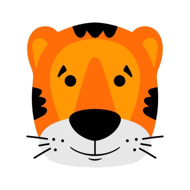 Tatlı kaplan. Beyaz arkaplanda izole edilmiş vektör çizimi. İskandinav tarzı düz tasarım. Çocuk yazdırma kavramı.