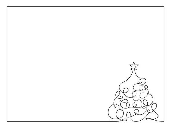 Marco Con Árbol Navidad Línea Continua Ilustración Vectorial Aislada Sobre Ilustración de stock