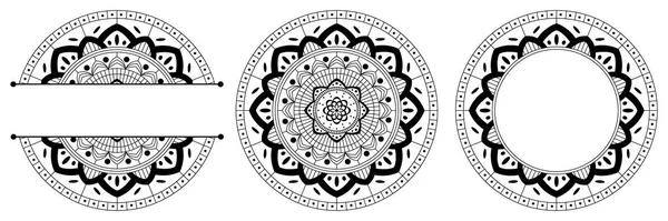 Virágos Mandalákat Osztott Minta Formájában Mandala Henna Mehndi Vagy Tetoválás — Stock Vector