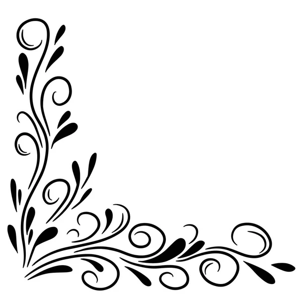 Ornement Floral Angle Décoratif Illustration Vectorielle Dessinée Main Isolée Sur — Image vectorielle