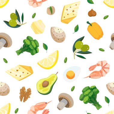 Limon, zeytin, yumurta, peynir, biber, mantar, tereyağı gibi düşük yengeç ürünleriyle kusursuz keto diyeti. Hafif vejetaryen sağlıklı yiyecekler ve dolu nesneler.