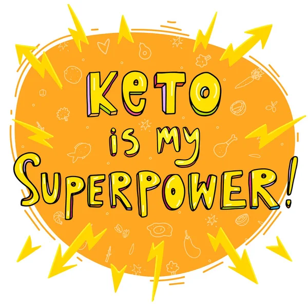 Keto Dieta Lettering Cita Keto Superpoder Inscripción Dibujada Mano Ilustración — Vector de stock