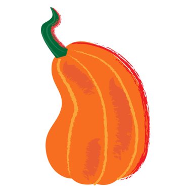 Çizgi film gibi çizilmiş turuncu balkabağı ikonu. Vektör illüstrasyon kırpma ögesi