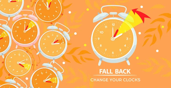 Daylight Saving Time Eindigt Concept Fall Back Wijzer Verandert Wintertijd — Stockvector