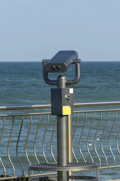 Stationary Public Beach Binoculars Seashore Coin Operated Binocular Viewer Tourists — Stock Photo, Image