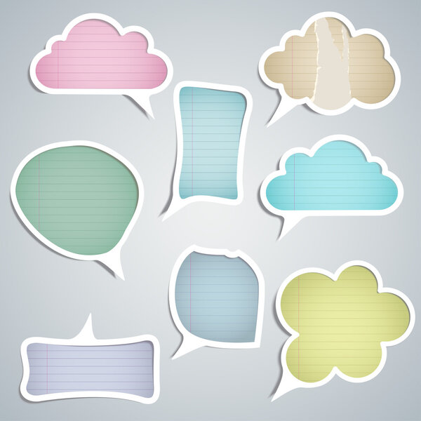 Speech clouds of different colors with stripes