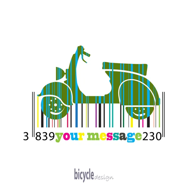 Bromfiets voor gekleurde strepen barcode — Stockvector