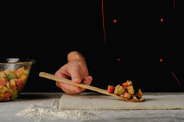 Strudel Soffio Tradizionale Con Ripieno Mela Illustrazione Alta Qualità Chef — Foto Stock