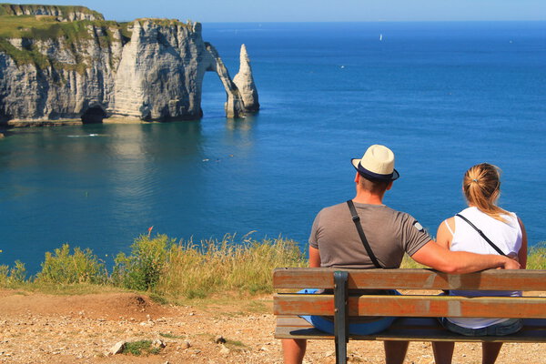 Etretat ,  tourist and farming norman town