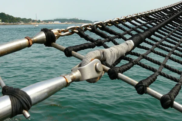 Una escalera de cuerda marina de goleta — Foto de Stock