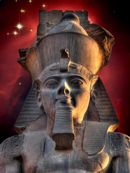 Colossus of Ramses II and Cone Nebula (Elements of this image fu — Stock Photo, Image