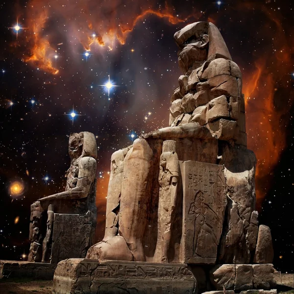 Colossus of Memnon and Small Magellanic Cloud (Elements of this — Stock Photo, Image