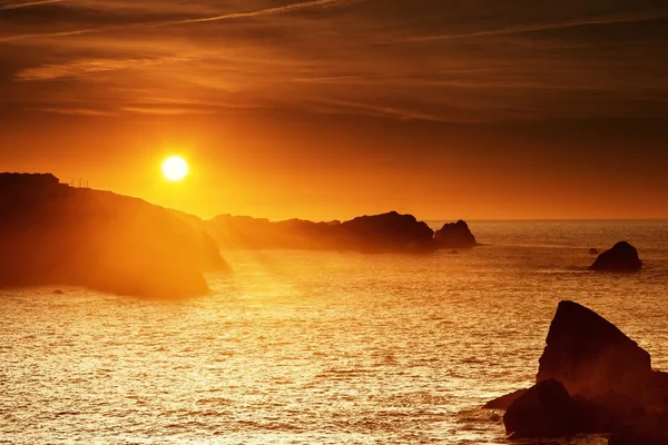 Sunset di pantai Cantabrian — Stok Foto