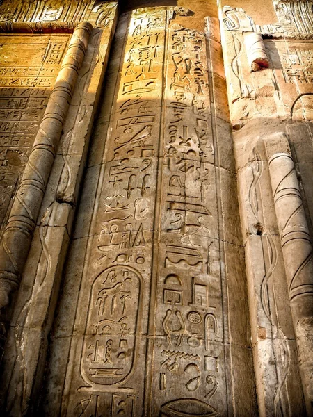 Hieroglify w Kom Ombo ścienne kolumna (Egipt) — Zdjęcie stockowe