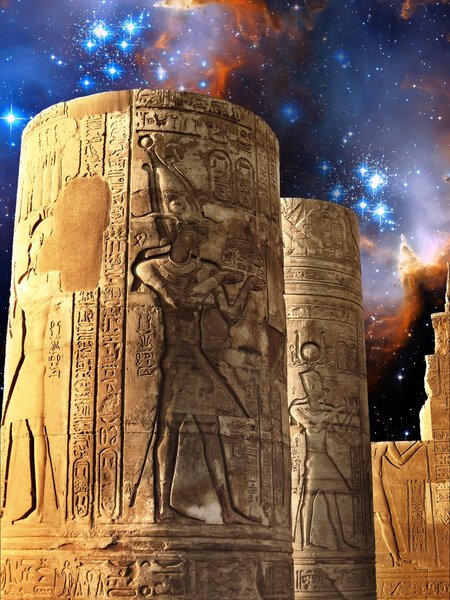 Columns of the Kom-Ombo Temple and Small Magellanic Cloud (Eleme
