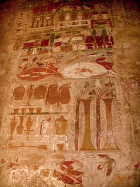 Deir el-Bahari (E, başına Tapınağı, renkli kabartmaları