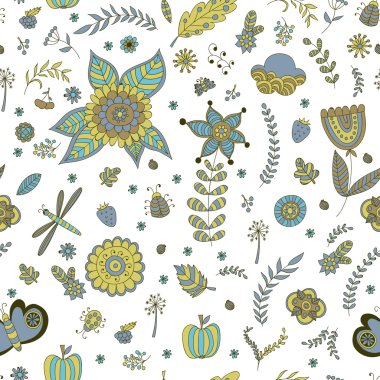 desenli çiçekler ve yapraklar