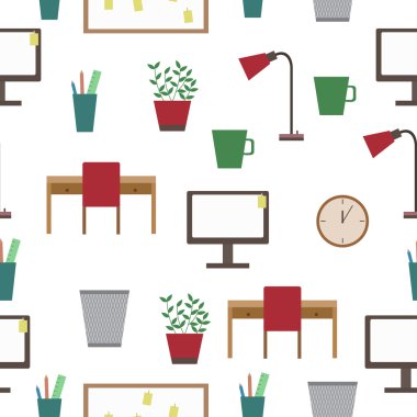 düz office sembolleri ile Seamless Modeli