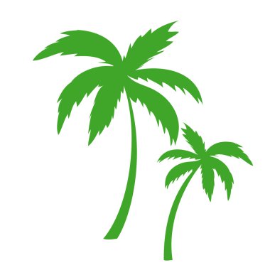 palmiye ağaçları ile siluet çizimi