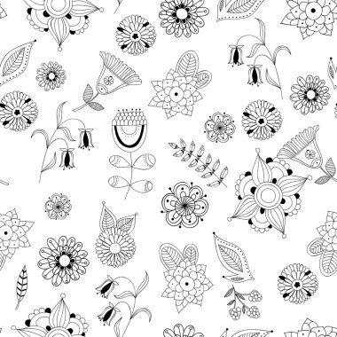 Soyut çiçeklerle kusursuz desen