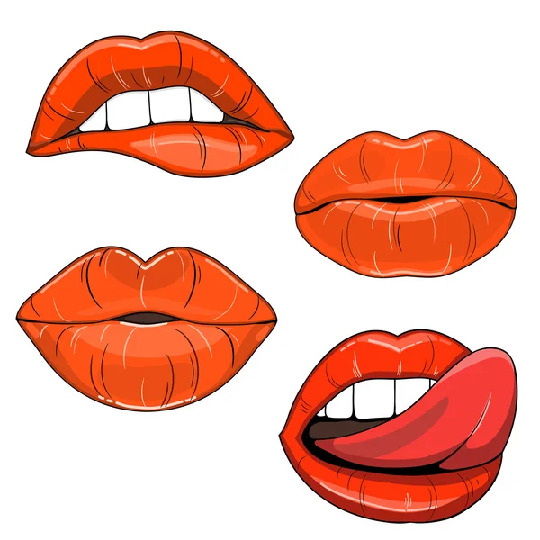 Set con labbra donna — Vettoriale Stock