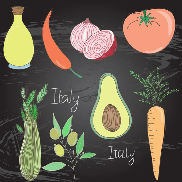 Иллюстрация с яркими овощами — стоковый вектор