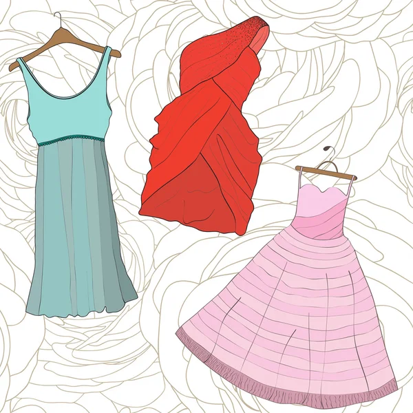 Σετ με όμορφα φορέματα — Διανυσματικό Αρχείο
