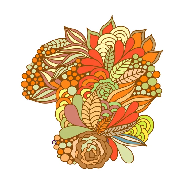 Garabato floral en colores brillantes — Vector de stock