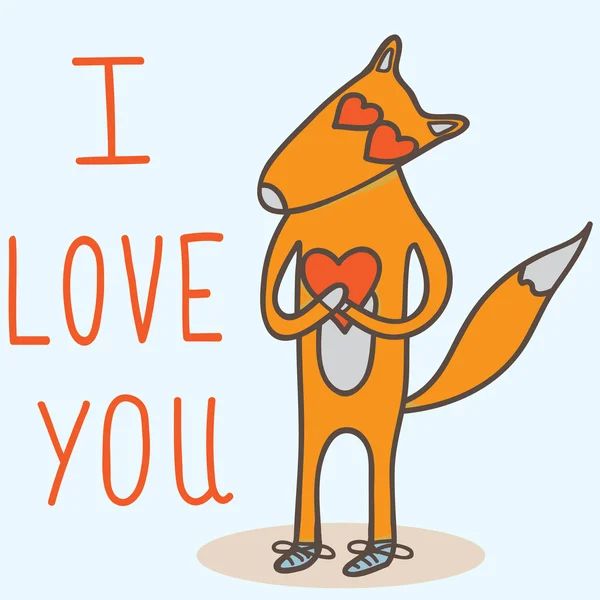 Ilustracja z cute fox w miłości — Wektor stockowy