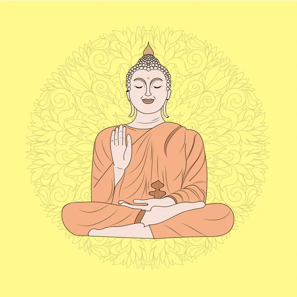 Иллюстрация с Буддой на заднем плане — стоковый вектор