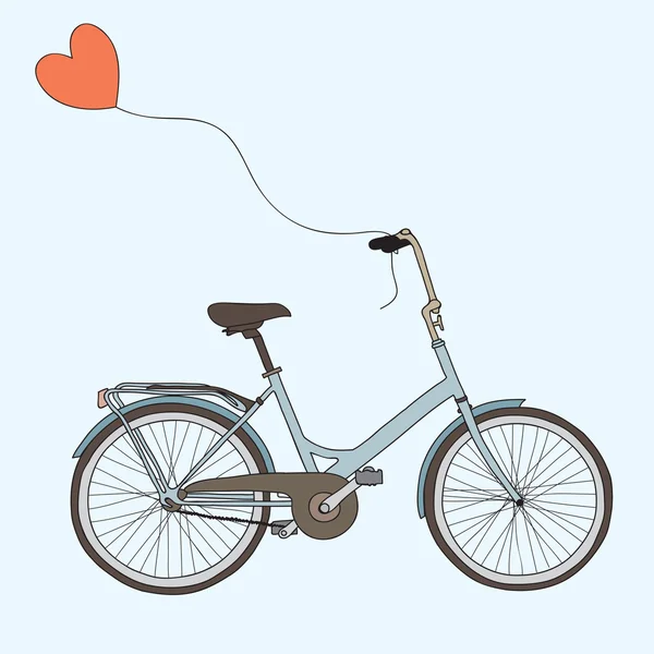 Illustration mit Fahrrad und Luftballon — Stockvektor