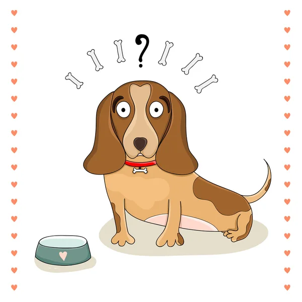 Ілюстрація з собакою з порожньою чашею — стоковий вектор