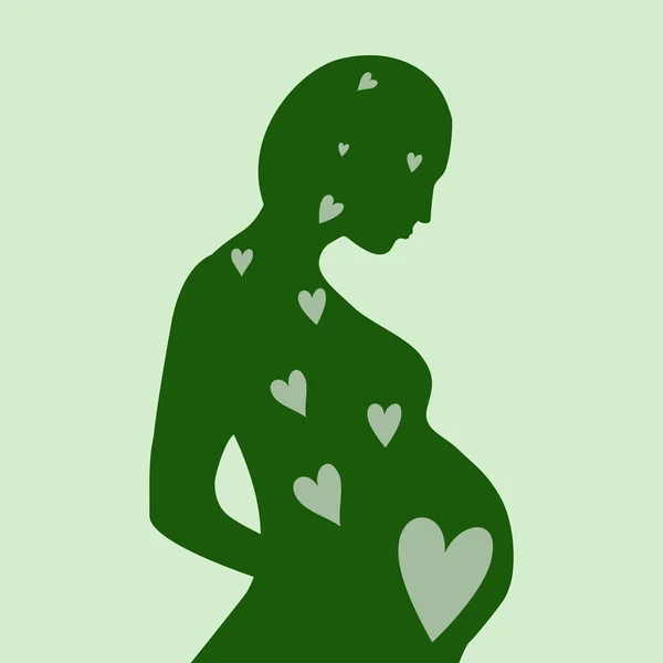 Siluet wanita hamil - Stok Vektor