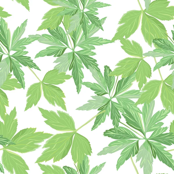 Naadloos patroon met groene bladeren — Stockvector