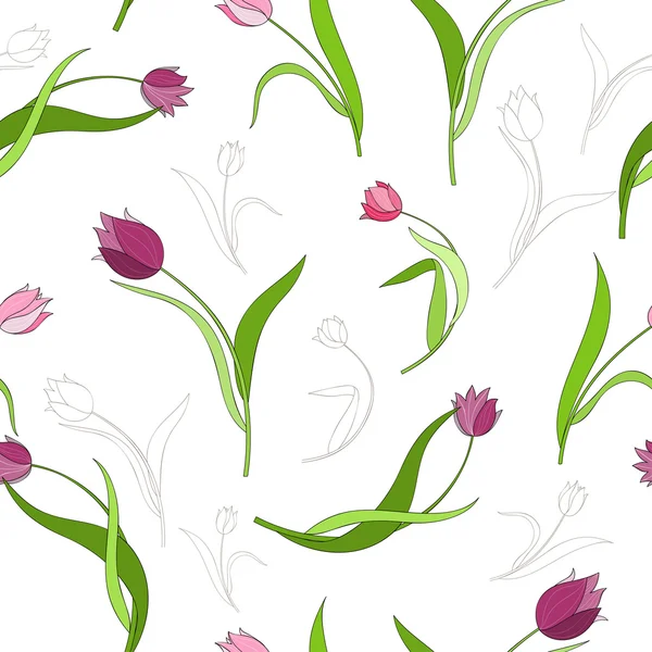 Modèle sans couture avec tulipes — Image vectorielle