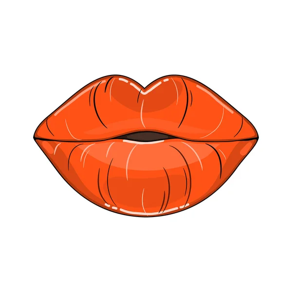 Ilustración con labios rojos de mujer — Vector de stock