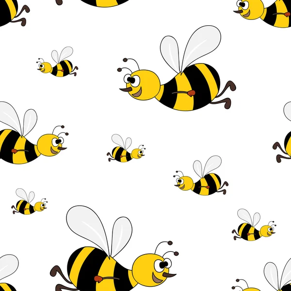 Seamless pattern with cute bees — Stock Vector