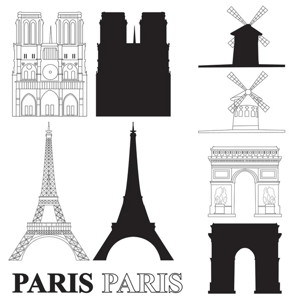 Paris yerler ile ayarla — Stok Vektör