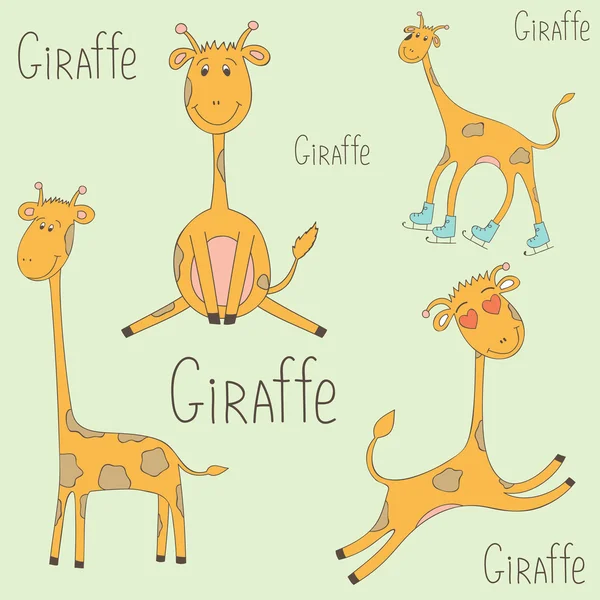 Set met leuke giraffen — Stockvector