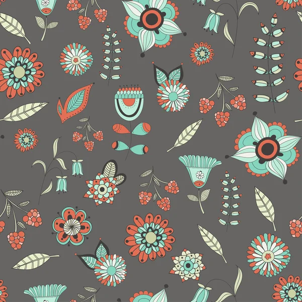 Vintage seamless pattern  with flowers — Stock Vector